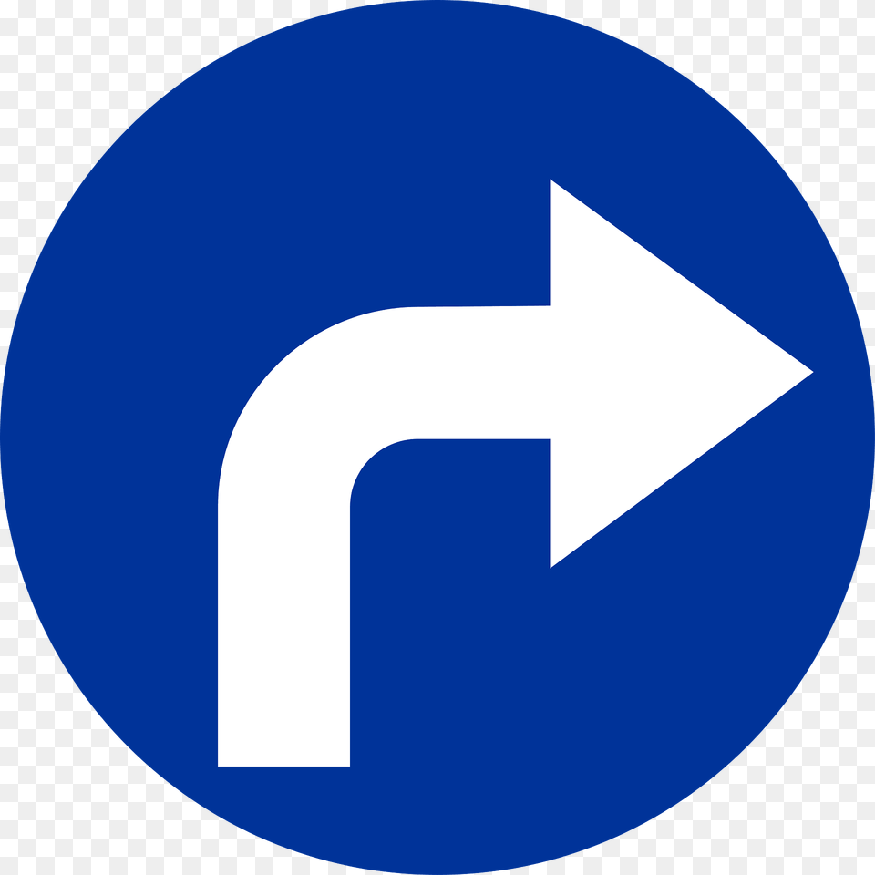 Turn Right Ahead Only Sign In Poland Clipart, Symbol, Disk Free Png Download