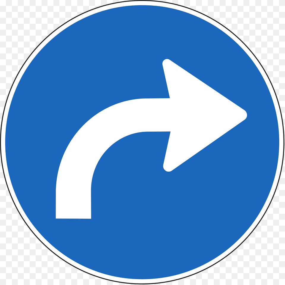 Turn Right Ahead Only Sign In Switzerland Clipart, Symbol, Disk, Road Sign Free Png Download