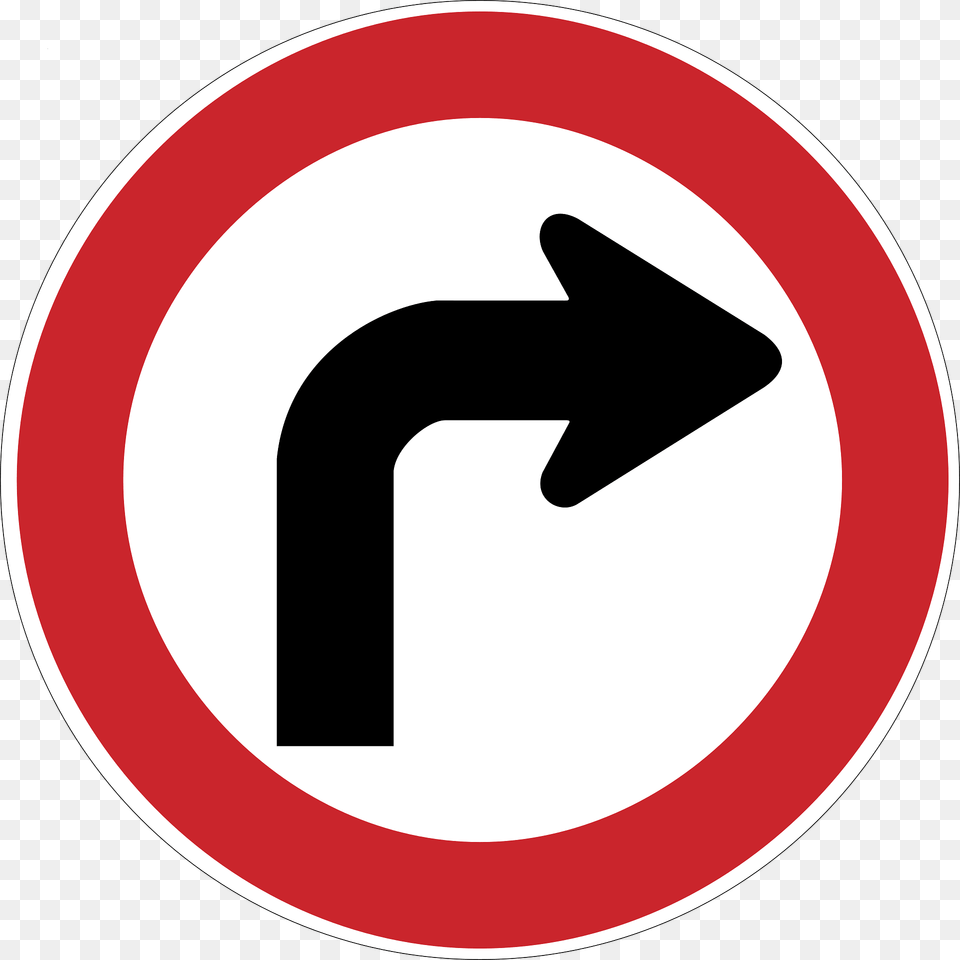 Turn Right Ahead Sign In Argentina Clipart, Symbol, Road Sign, Disk Free Png