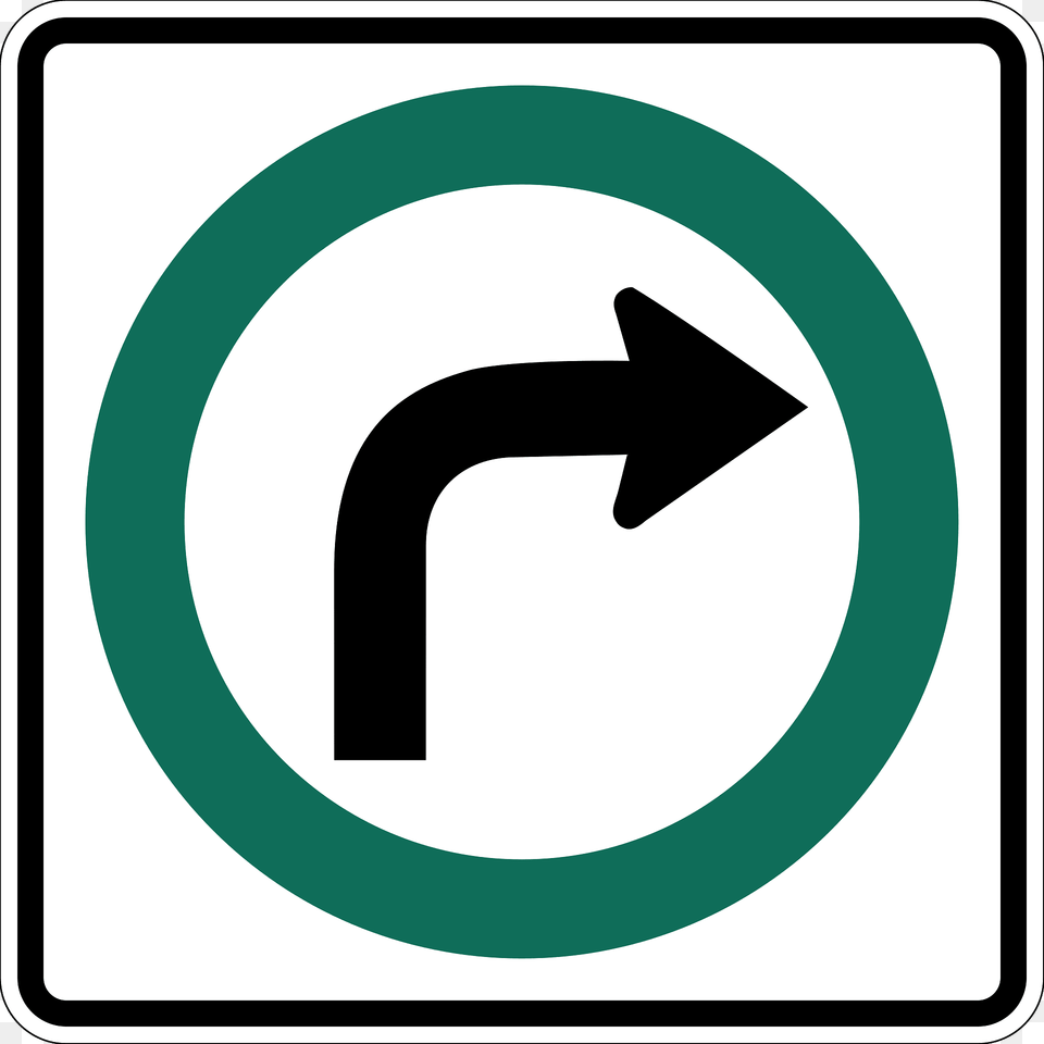 Turn Right Ahead Sign In Canada Clipart, Symbol, Road Sign, Disk Free Transparent Png