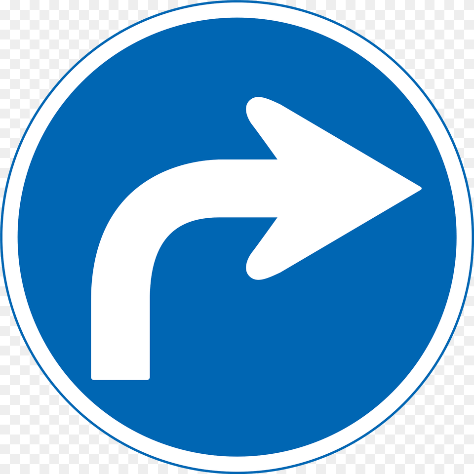 Turn Right Ahead Sign In Japan Clipart, Symbol, Road Sign, Disk Free Png