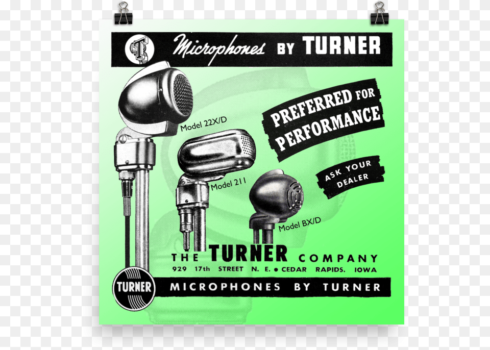 Turner Vintage Ad Print Flyer, Advertisement, Electrical Device, Microphone, Poster Free Png Download