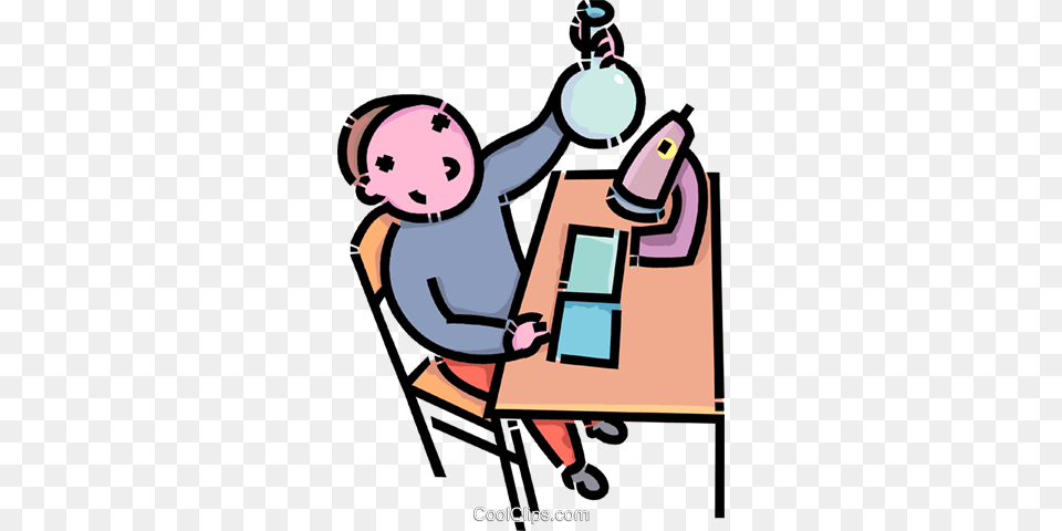 Turning On His Light To Do His Homework Royalty Free Vector Clip, Baby, Furniture, Person, Table Png