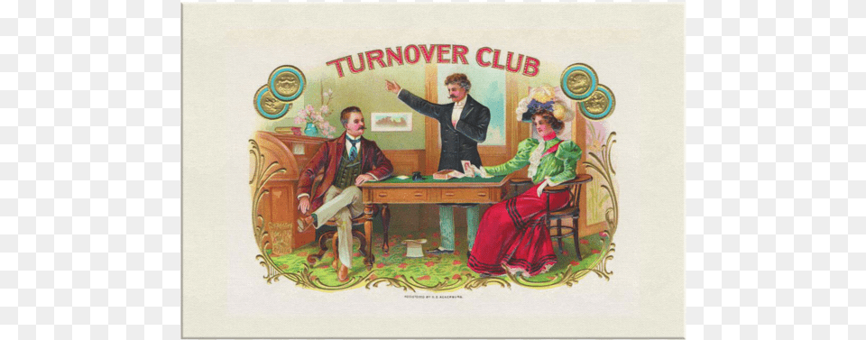 Turnover Club Art Of Cigar Vintage Canvas Wall Art Art Of The Cigar Turnover Club, Table, Painting, Furniture, Adult Free Png Download