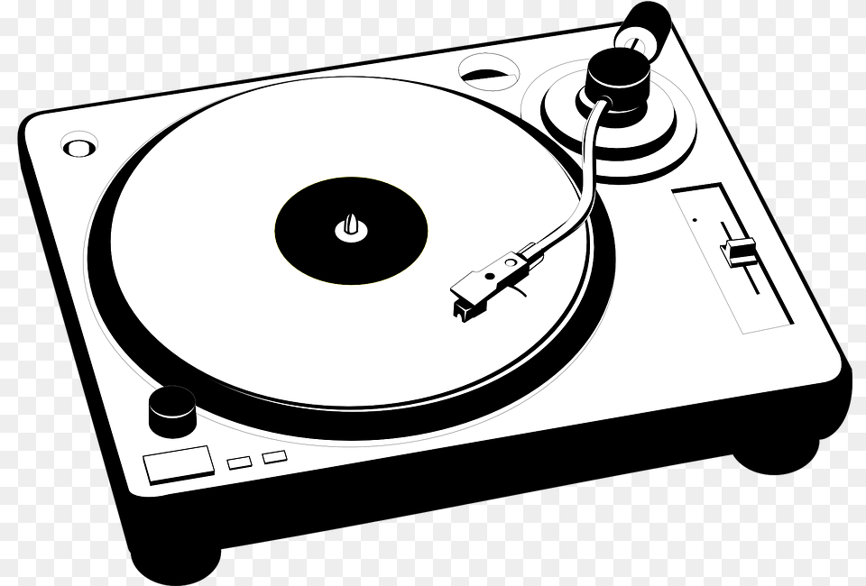 Turntable Vinyl Retro Music Spinning Needle Dj Turntable Clipart, Cd Player, Electronics, Stencil, Disk Png Image