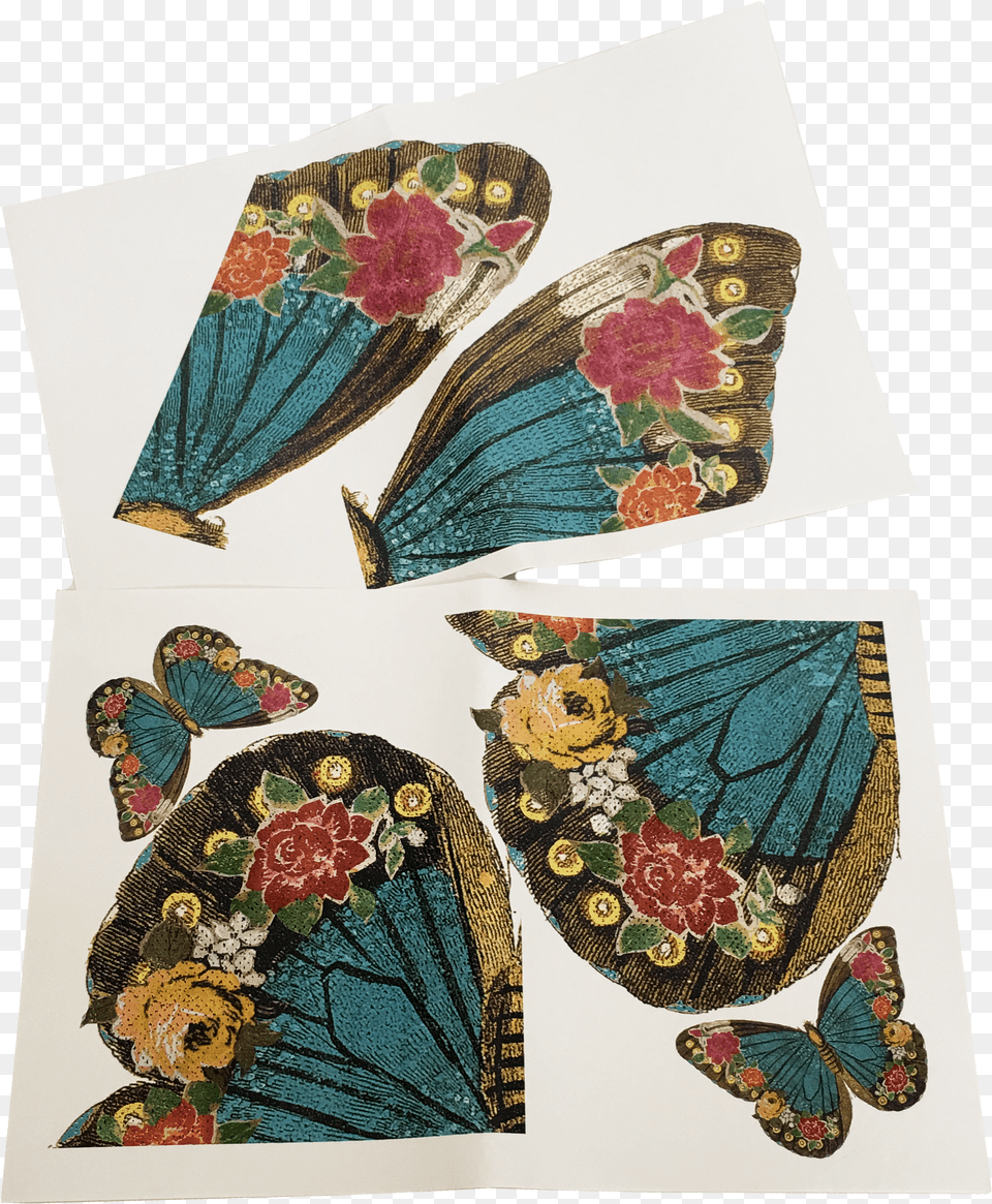 Turquoise Amp Pink Large Butterfly Collage Sheets Motif Png