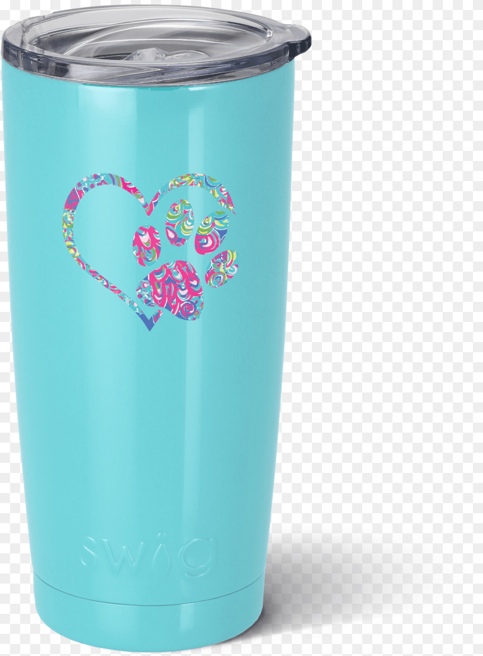 Turquoise Blue 20oz Tumbler With Heart And Paw Print Soft Drink, Tin, Bottle, Shaker Free Png Download