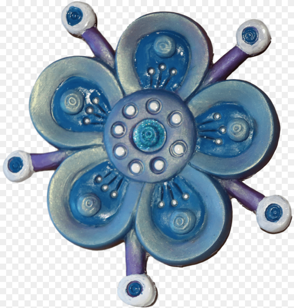 Turquoise Blue Funky Flower Fridge Magnet Motif, Accessories, Jewelry, Brooch, Toy Free Png Download
