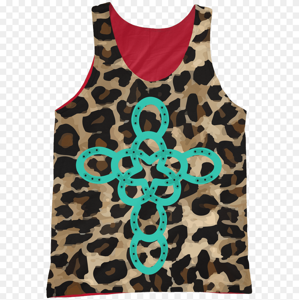 Turquoise Cross Animal Print Tank Active Tank, Clothing, Vest, Tank Top, Home Decor Png Image