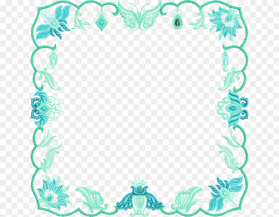 Turquoise Frame Background Border Of Jewel Design, Pattern, Home Decor, Plant Free Png