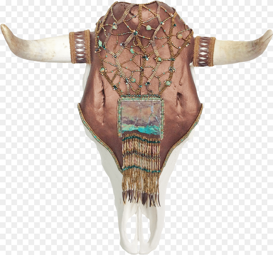 Turquoise Fringe Cow Skull Cattle, Adult, Female, Person, Woman Png