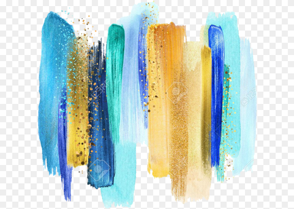 Turquoise Smear Smudge Painting Paint Blue Gold Watercolor, Ice, Art, Modern Art, Outdoors Free Png