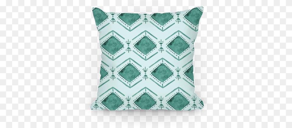 Turquoise Watercolor Tribal Pattern Throw Pillow, Cushion, Home Decor, Diaper Free Transparent Png