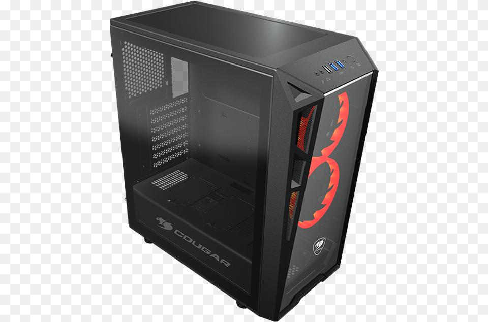 Turret Tempered Glass No Psu Atx Black Mid Tower Cougar Turret Atx Mid Tower Case, Computer Hardware, Electronics, Hardware, Appliance Png Image