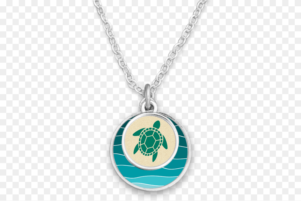 Turtle On The Beach Double Circle Necklace Pendant, Accessories, Jewelry, Locket Free Png