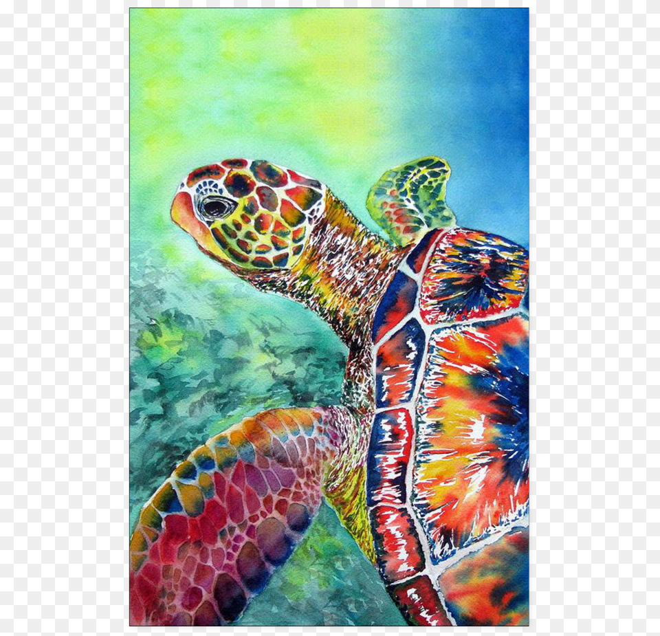 Turtle Watercolor Poster Cool Sea Turtle Painting, Animal, Reptile, Sea Life, Tortoise Png Image