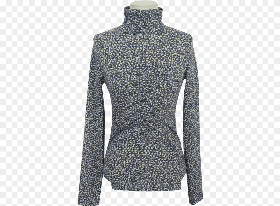 Turtleneck Floral Print Jacket, Blouse, Clothing, Coat, Long Sleeve Free Png Download