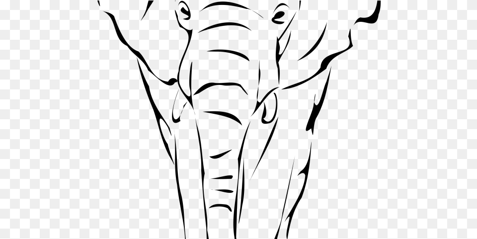 Tusk Clipart Face Outline Elephant Clipart Drawing, Gray Free Transparent Png