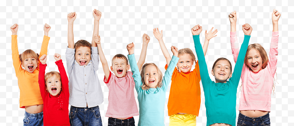 Tutoring Children With Hands Up, Head, Person, Face, Happy Free Png Download