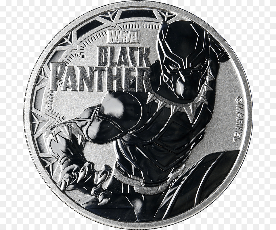 Tuvalu 1 Ounce Silver Marvel Series Circle Black Panther Logo, Adult, Male, Man, Person Free Png