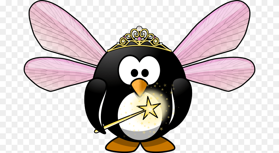 Tux Animal Bird Cute Crown Elf Fairy Fairy Dust Penguin Fairy, Wasp, Invertebrate, Bee, Insect Png