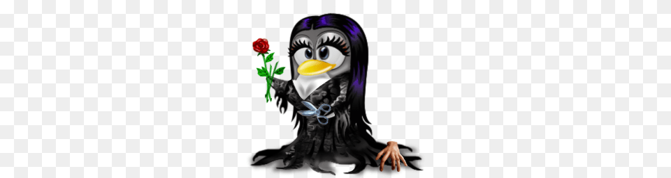 Tux Morticia Adams Tux Penguin Penguins Penguin, Adult, Publication, Person, Woman Png