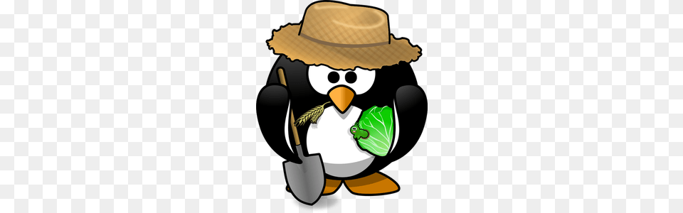 Tux Working On A Farm Penguins, Clothing, Hat Free Png