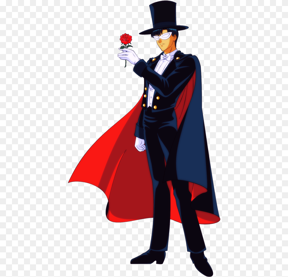Tuxedo Mask Sailor Moon Sailor Moon Tuxedo Mask, Cape, Clothing, Adult, Person Free Png Download