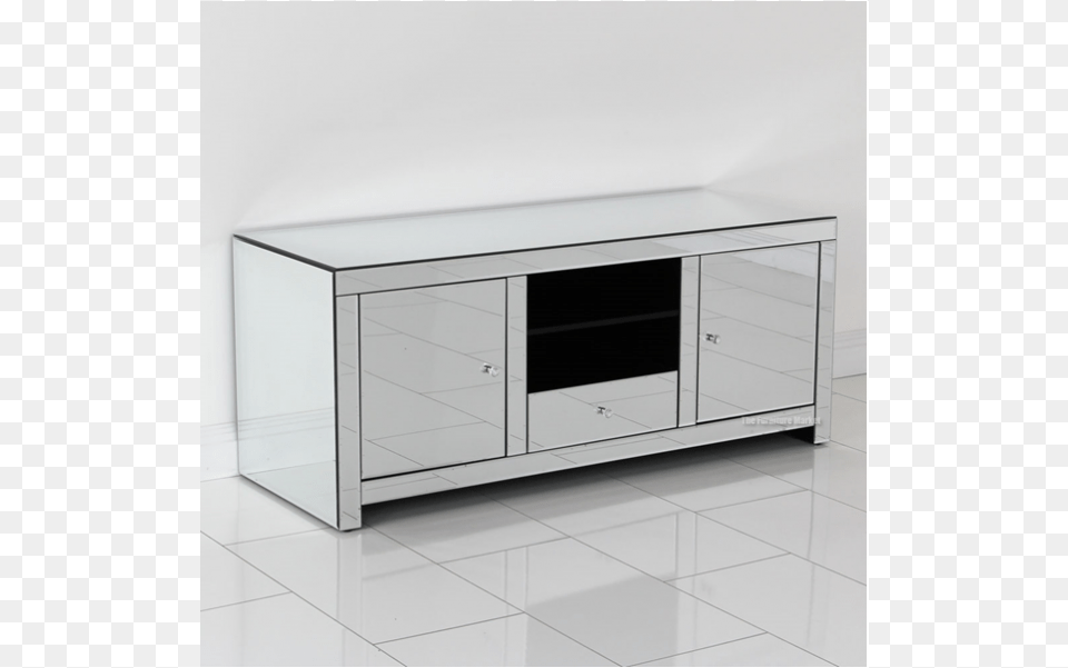 Tv 1 Mirrored Tv Unit Uk, Furniture, Sideboard, Cabinet, Table Free Png Download