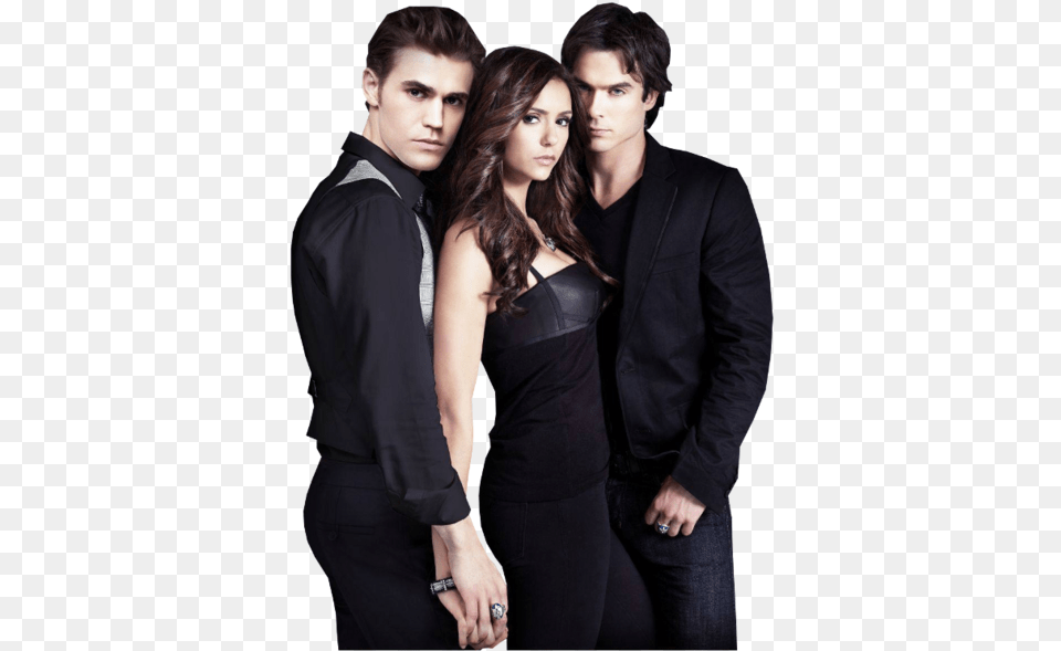 Tvd Damon Elena Stefan, Woman, Suit, Person, Jacket Free Png Download