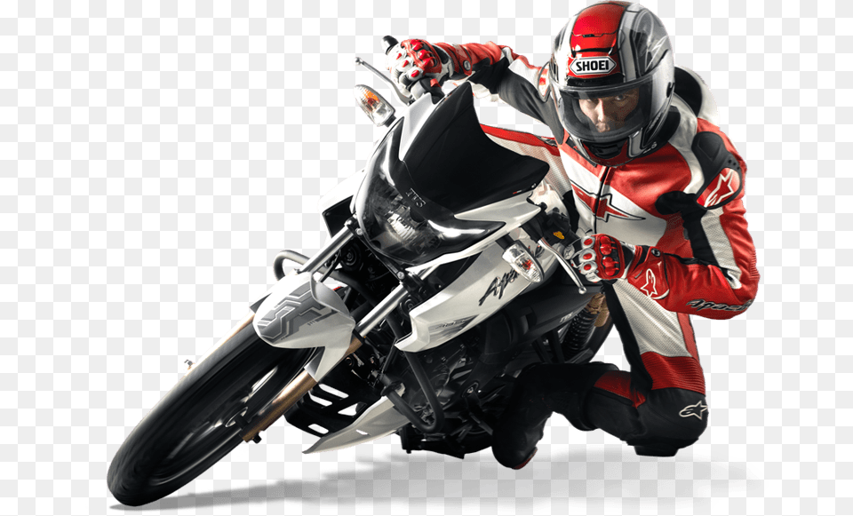 Tvs Apache Rtr 180abs Apache Rtr 180 White, Helmet, Vehicle, Transportation, Motorcycle Free Png Download