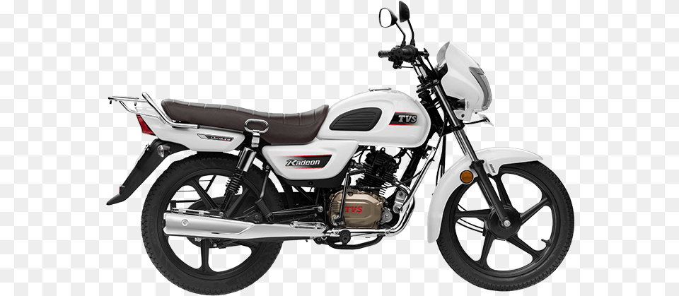 Tvs Radeon White Color Tvs Radeon Bike Price, Machine, Spoke, Motorcycle, Transportation Free Png Download