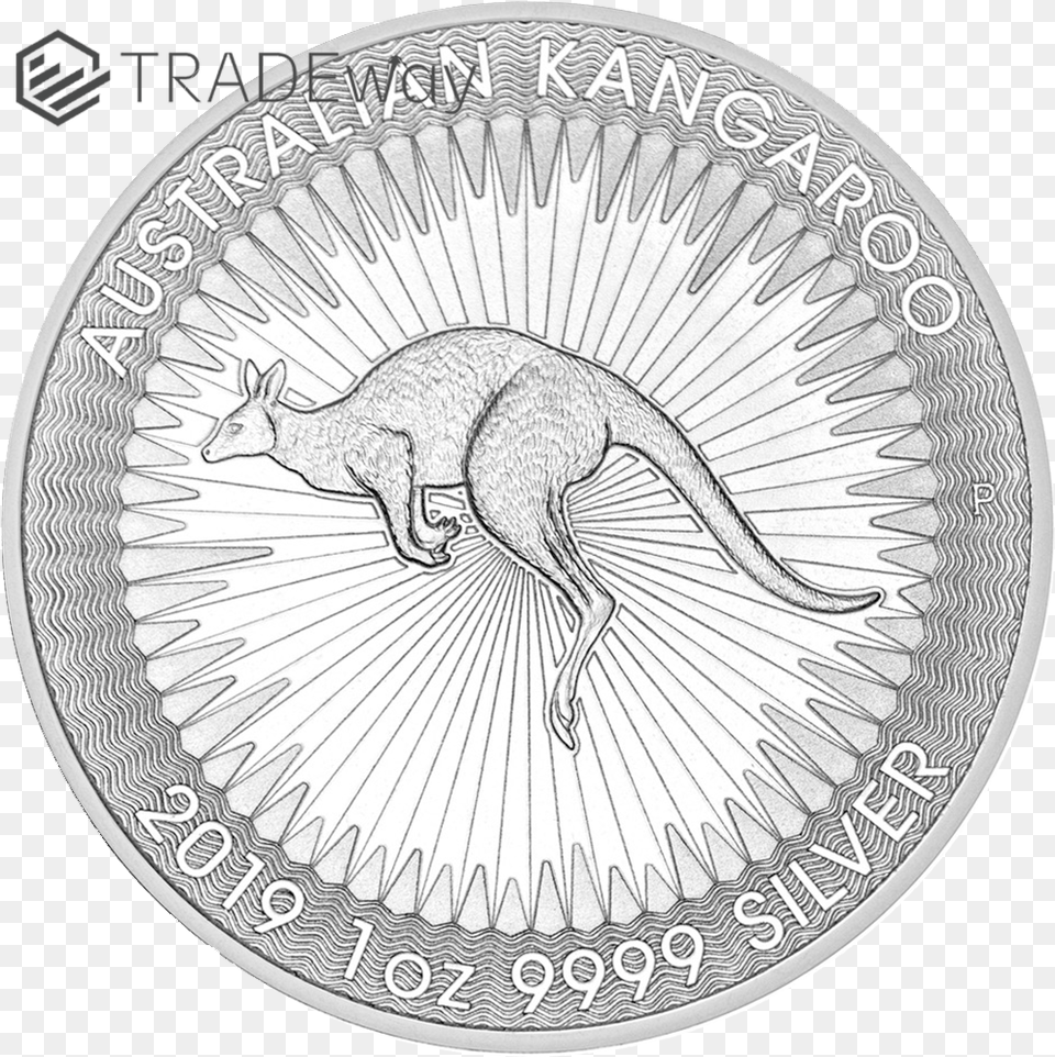 Tw 2019 Silver Australian Kangaroo Reverse One Ounce Kangaroo Silver Coin, Animal, Mammal Png Image