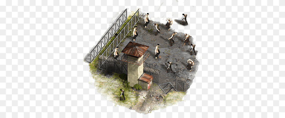 Twd L Prison Prison In Walking Dead No Mans Land, Handrail, Person, Outdoors, Plant Free Png Download