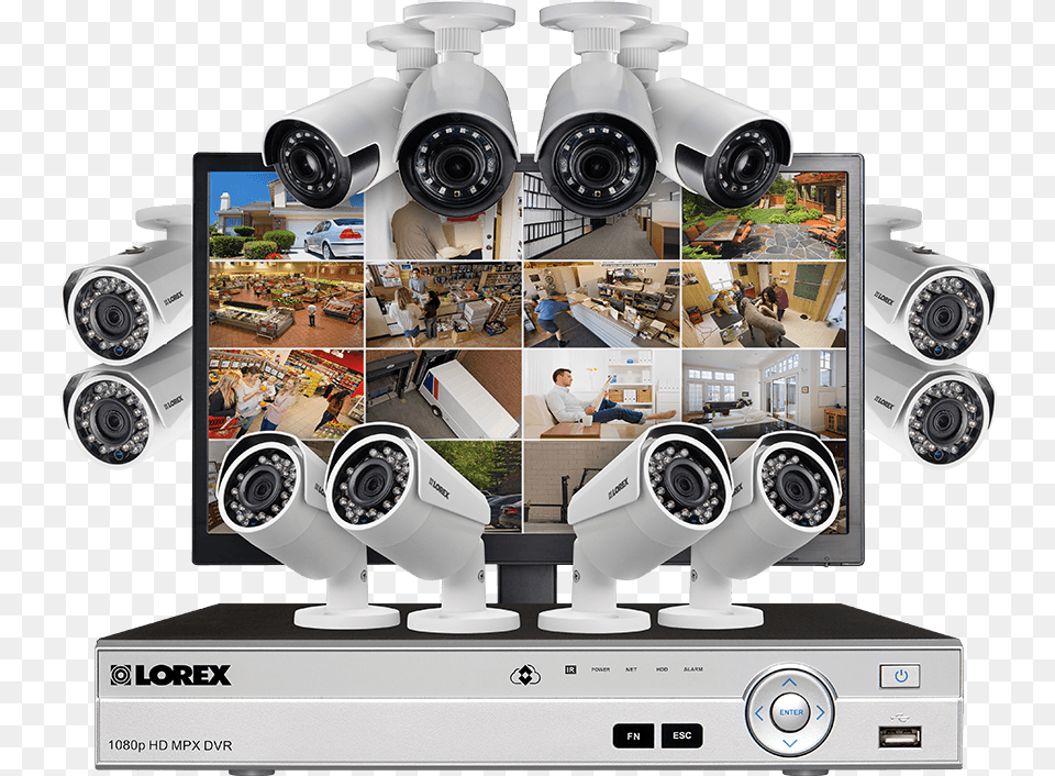 Twelve Camera Hd 1080p Security System Including 4 Cctv Camera Set, Art, Collage, Person, Machine Png