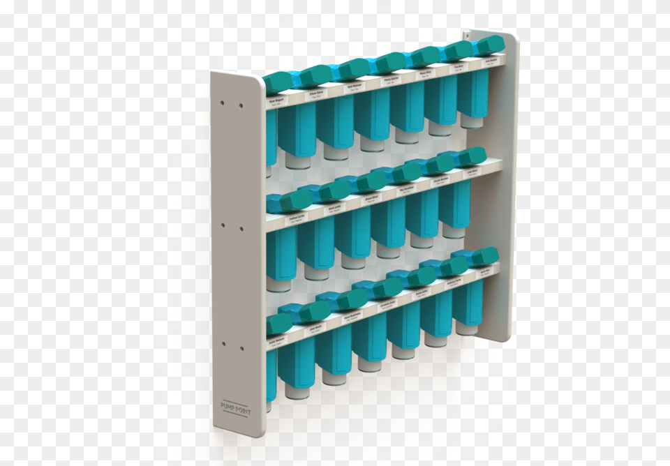 Twenty Hole Pump Point Unit Asthma Inhaler Storage, Shelf, Furniture Png