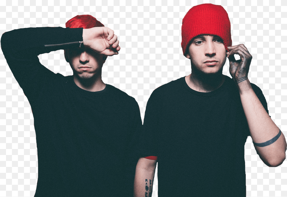 Twenty One Pilots Black T Shirt Twenty One Pilots, T-shirt, Person, Hat, Hand Free Png