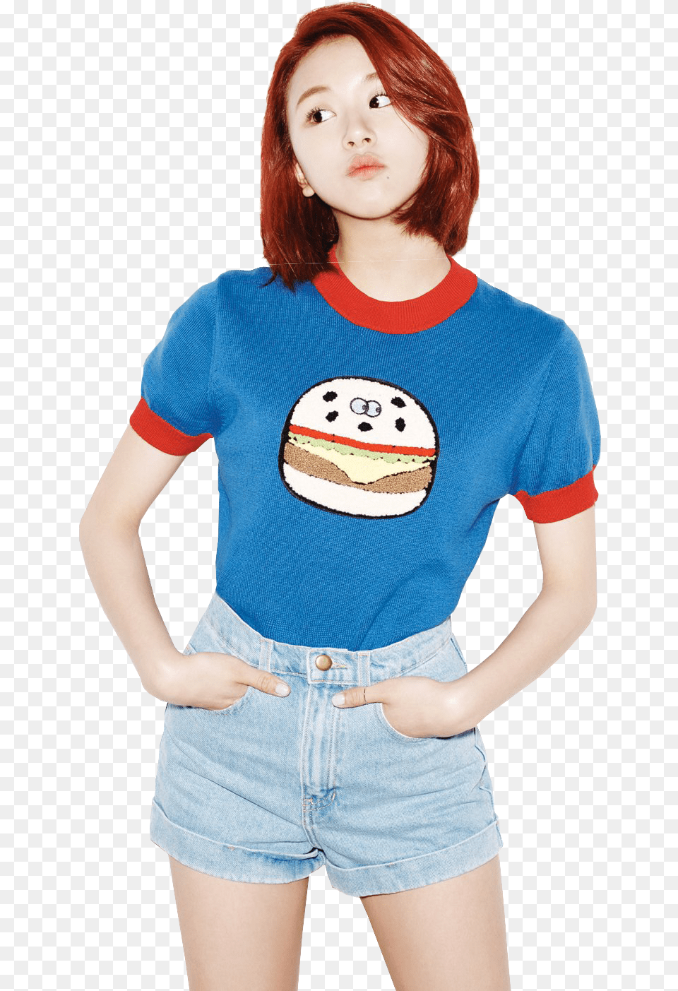 Twice Oh Boy Chaeyoung, Clothing, T-shirt, Shorts, Adult Free Transparent Png