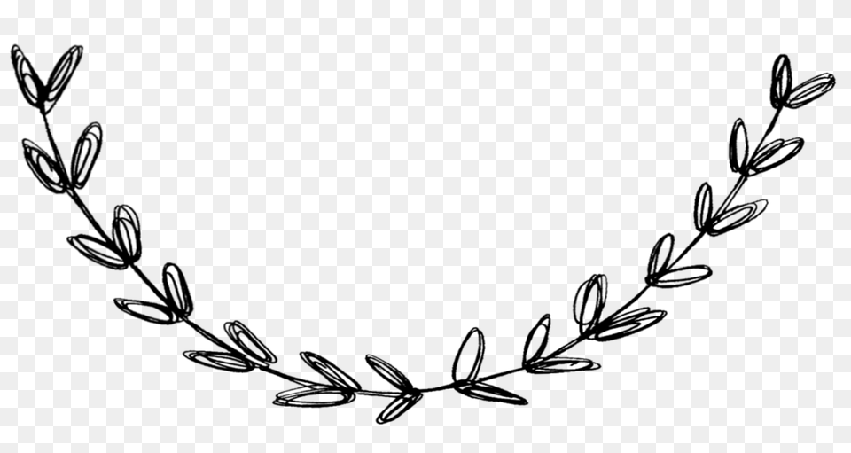 Twig Drawing Flower Half Wreath For Download On Ya Webdesign, Gray Free Png