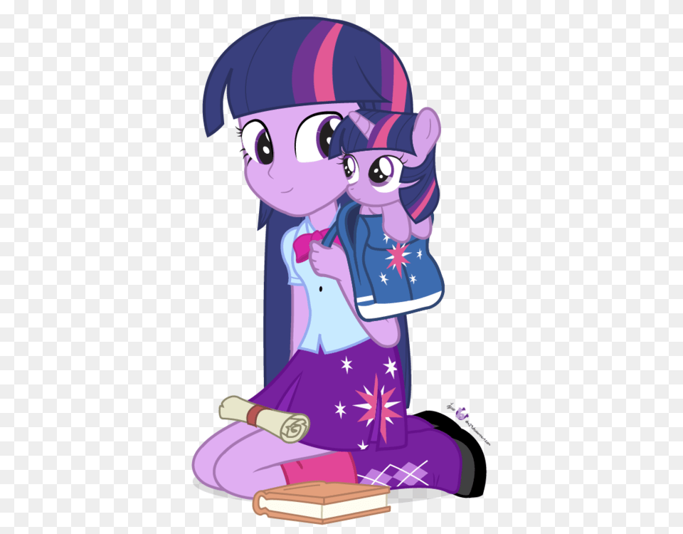 Twilight Sparkle And Baby Twilight Sparkle On We Heart It, Book, Comics, Publication, Person Free Png