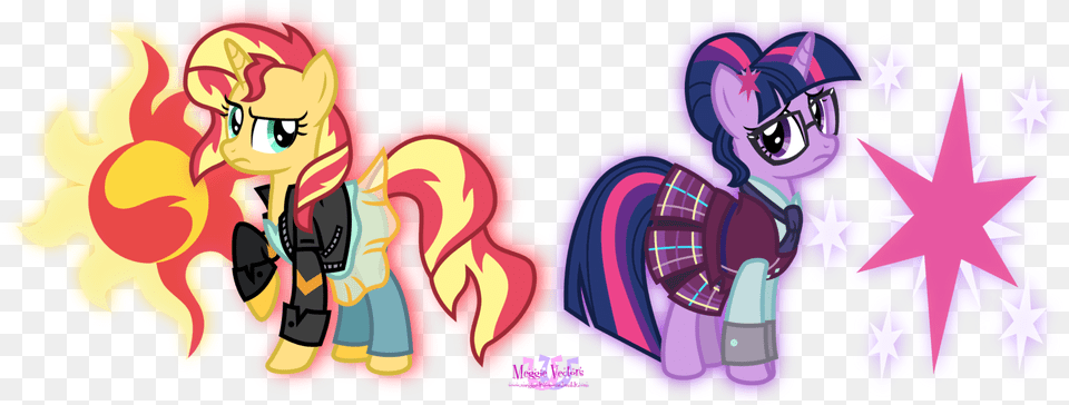 Twilight Sparkle And Sunset Shimmer Pony, Art, Graphics, Book, Comics Free Transparent Png