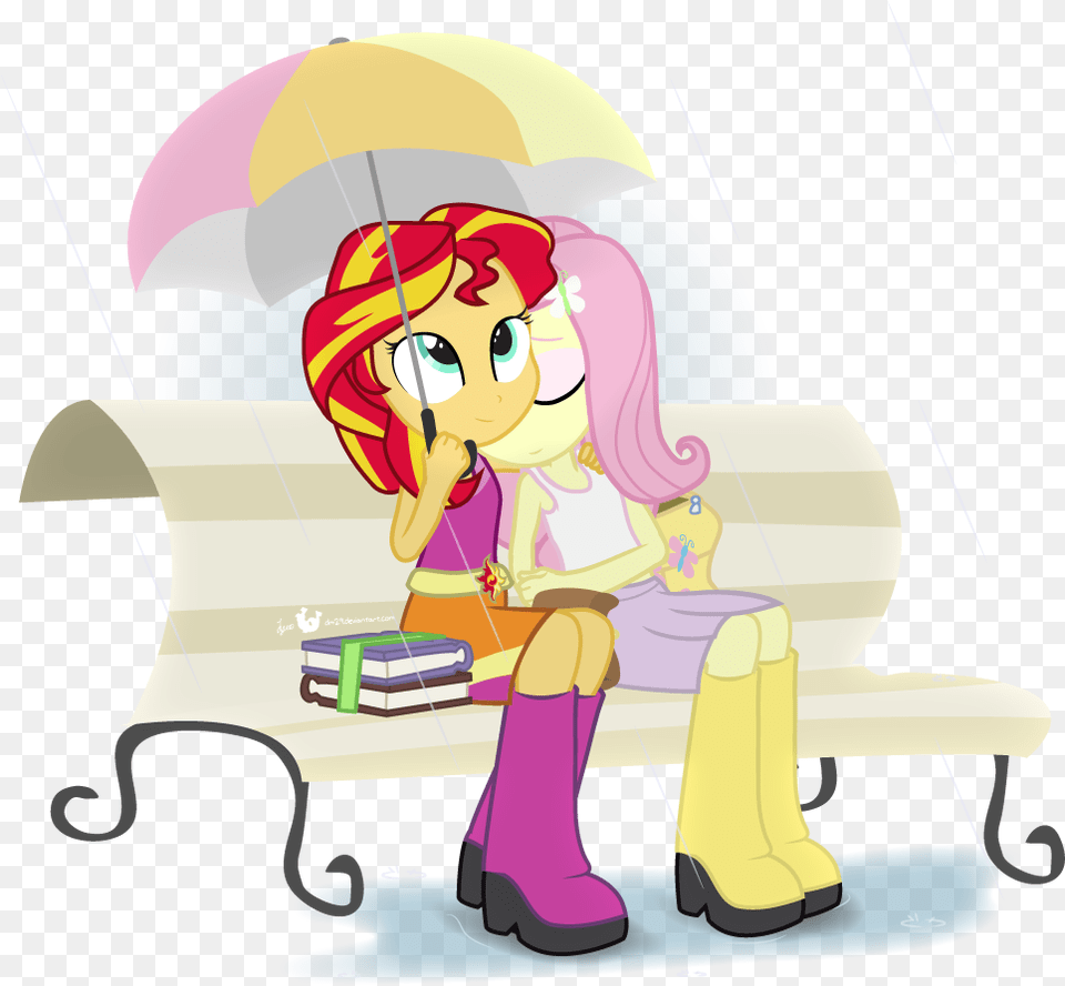 Twilight Sparkle Sunset Shimmer Fluttershy Rainbow My Little Pony Equestria Girls Rain, Publication, Book, Comics, Furniture Free Png Download