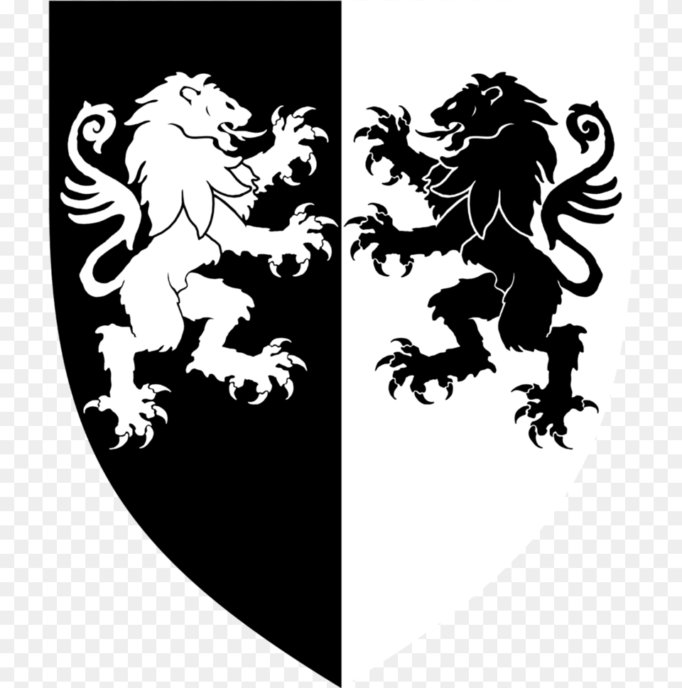 Twin Lions Heraldry By, Animal, Lion, Mammal, Wildlife Free Transparent Png