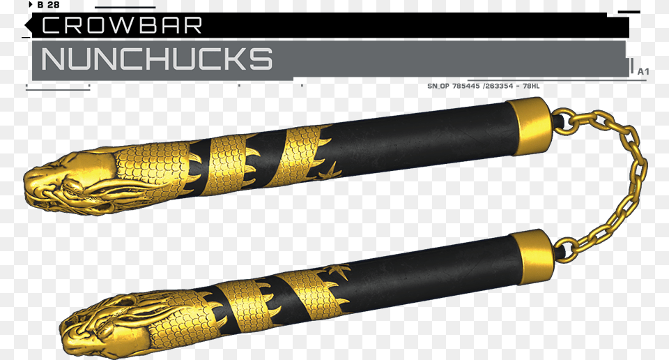 Twin Nunchucks From Gold Dragon Nunchucks, Weapon, Smoke Pipe Free Png Download