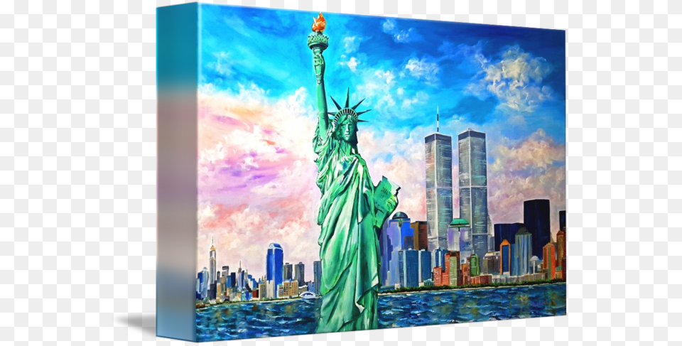 Twin Towers And Statue Of Liberty Twin Towers With Statue Of Liberty, Art, City, Urban, Metropolis Png