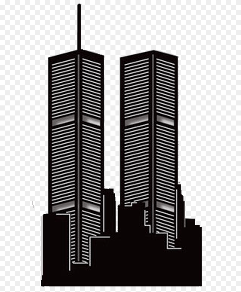 Twin Towers Twin Towers Cut Out, City, Curtain, Shutter, Window Free Png Download