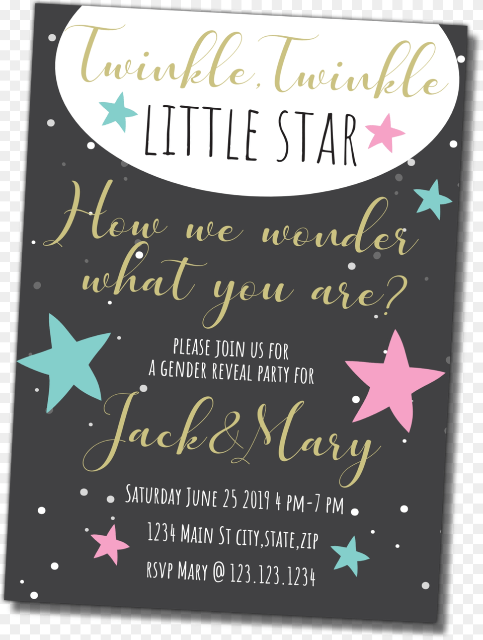 Twinkle Little Star Gender Reveal Party Invitation Party Supply, Advertisement, Poster Free Transparent Png