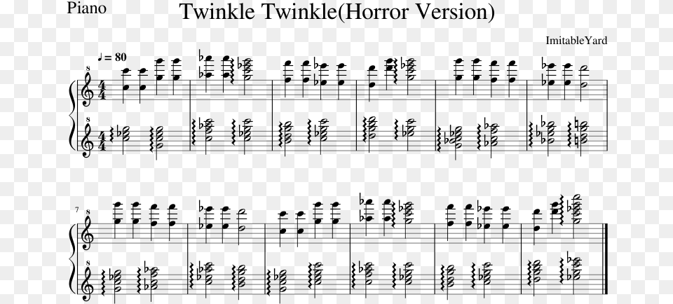 Twinkle Twinkle Little Star In Horror Version Notes, Gray Png Image