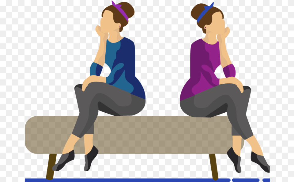 Twins By Joanna Goodman Sitting, Bench, Furniture, Adult, Female Png Image