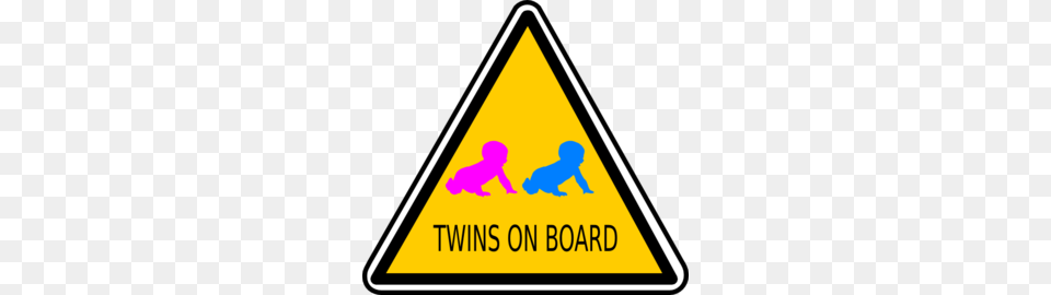 Twins On Board Sign Clip Art, Symbol, Triangle, Baby, Person Free Png Download